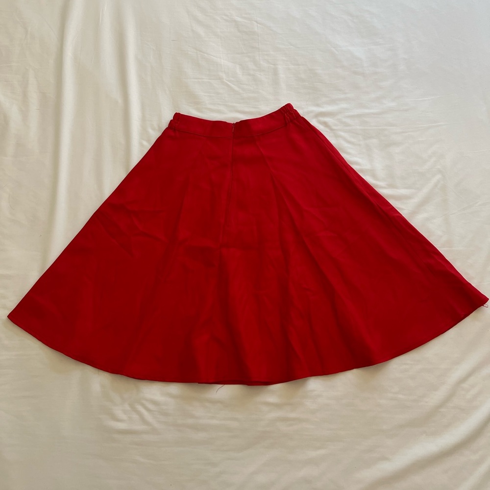 Midi red high waist circle skirt
